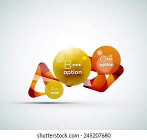 Abstract step infographic business layout - modern composition of geomtric shapes with light effects 