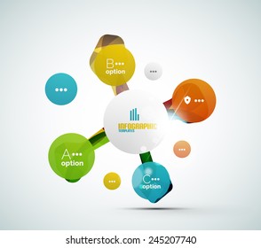 Abstract step infographic business layout - modern composition of geomtric shapes with light effects 