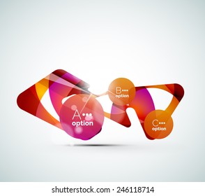 Abstract step infographic business layout - modern composition of geomtric shapes with light effects 