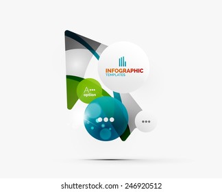 Diseño de negocios infográfico de pasos abstractos - composición moderna de formas geométricas con efectos luminosos