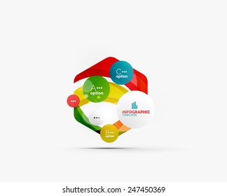 Abstract step infographic business layout - modern composition of geomtric shapes with light effects