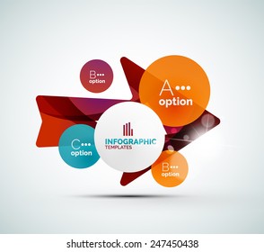 Abstract step infographic business layout - modern composition of geomtric shapes with light effects