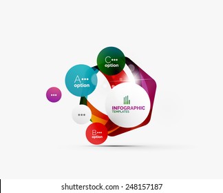 Abstract step infographic business layout - modern composition of geomtric shapes with light effects