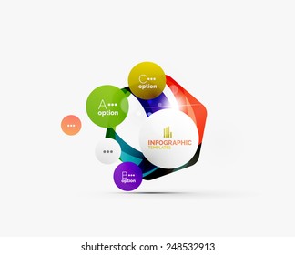 Diseño de negocios infográfico de pasos abstractos - composición moderna de formas geométricas con efectos luminosos