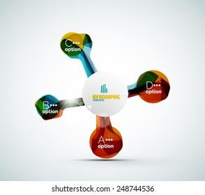 Diseño de negocios infográfico de pasos abstractos - composición moderna de formas geométricas con efectos luminosos