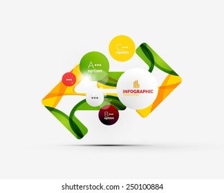 Abstract step infographic business layout - modern composition of geomtric shapes with light effects