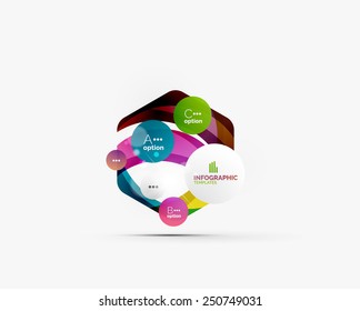 Diseño de negocios infográfico de pasos abstractos - composición moderna de formas geométricas con efectos luminosos