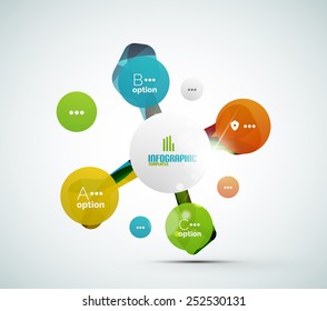 Abstract step infographic business layout - modern composition of geomtric shapes with light effects 