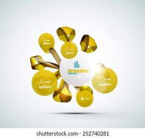 Abstract step infographic business layout - modern composition of geomtric shapes with light effects 