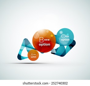 Abstract step infographic business layout - modern composition of geomtric shapes with light effects 