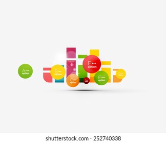 Abstract step infographic business layout - modern composition of geomtric shapes with light effects 