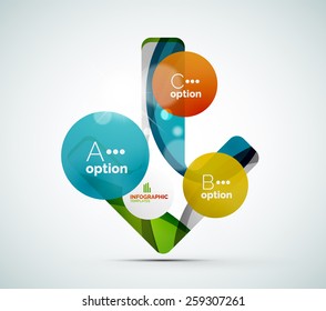 Diseño de negocios infográfico de pasos abstractos - composición moderna de formas geométricas con efectos luminosos 
