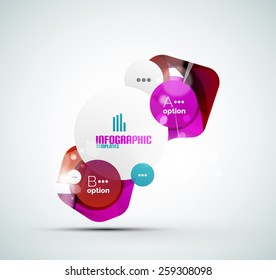 Abstract step infographic business layout - modern composition of geomtric shapes with light effects 