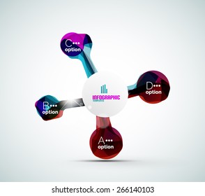 Abstract step infographic business layout - modern composition of geometric shapes with light effects 