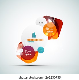Abstract step infographic business layout - modern composition of geomtric shapes with light effects 