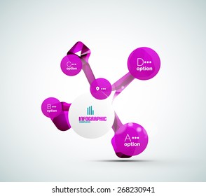 Abstract step infographic business layout - modern composition of geomtric shapes with light effects 