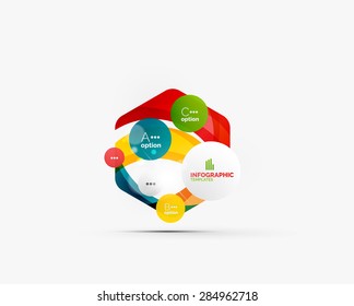 Abstract step infographic business layout - modern composition of geomtric shapes with light effects 