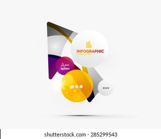 Diseño de negocios infográfico de pasos abstractos - composición moderna de formas geométricas con efectos luminosos 