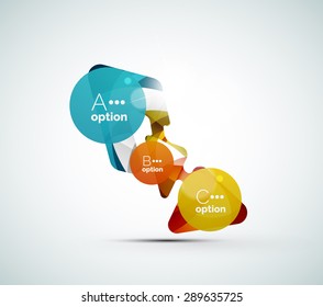 Abstract step infographic business layout - modern composition of geomtric shapes with light effects 