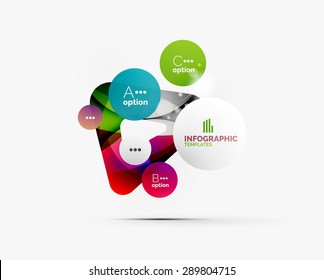 Abstract step infographic business layout - modern composition of geomtric shapes with light effects 