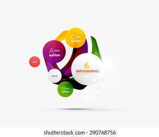 Abstract step infographic business layout - modern composition of geomtric shapes with light effects 