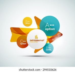 Abstract step infographic business layout - modern composition of geomtric shapes with light effects 