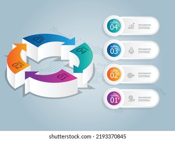 Abstrakte Schritte kreisen isometrische Infografik Präsentation Element Hintergrund mit Business Icon 4 Optionen Vektorgrafik