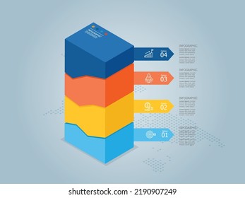 abstract steps infographic presentation report element background with business icon 4 options vector illustration