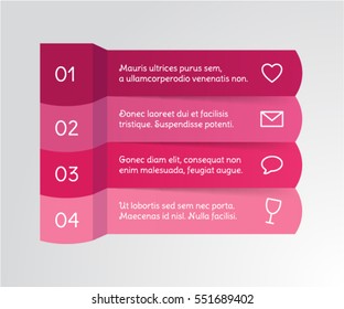 Abstract steps infographics. Template for Valentines Day. Vector illustration can be used for workflow layout, diagram, number options, presentation, web design.