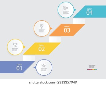 abstract steps timeline infographic element report background with business line icon 4 steps for any business-related presentation or publication vector illustration