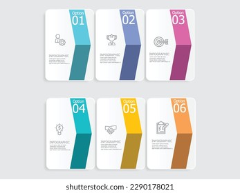abstract steps timeline infographic presentation element report background with business line icon 6 steps vector illustration