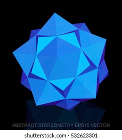 Abstract stereometry: low poly Blue Dodecahedron. 3D polygonal object, EPS 10, vector illustration.
