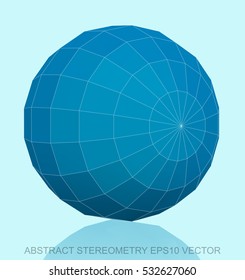 Abstract stereometry: low poly Blue Sphere. 3D polygonal object, EPS 10, vector illustration.
