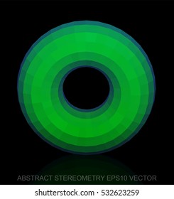 Abstract stereometry: low poly Green Torus. 3D polygonal object, EPS 10, vector illustration.