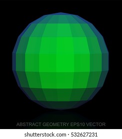 Abstract stereometry: low poly Green Sphere. 3D polygonal object, EPS 10, vector illustration.