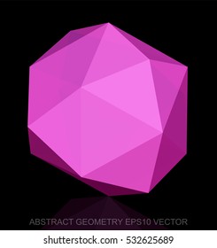 Abstract stereometry: low poly Pink Octahedron. 3D polygonal object, EPS 10, vector illustration.