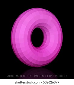 Abstract stereometry: low poly Pink Torus. 3D polygonal object, EPS 10, vector illustration.