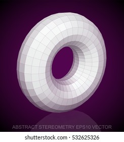 Abstract stereometry: low poly White Torus. 3D polygonal object, EPS 10, vector illustration.