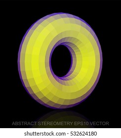 Abstract stereometry: low poly Yellow Torus. 3D polygonal object, EPS 10, vector illustration.
