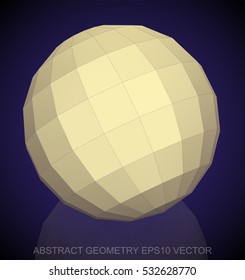 Abstract stereometry: low poly Yellow Sphere. 3D polygonal object, EPS 10, vector illustration.
