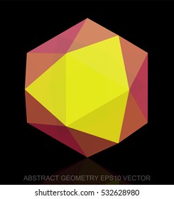 Abstract stereometry: low poly Yellow Octahedron. 3D polygonal object, EPS 10, vector illustration.