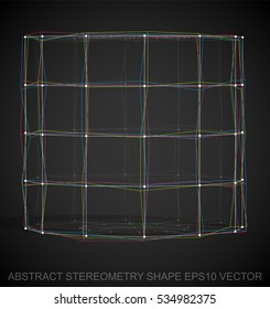 Abstract stereometry shape: Multicolor sketched Cylinder with Transparent Shadow. Hand drawn 3D polygonal Cylinder. EPS 10, vector illustration.