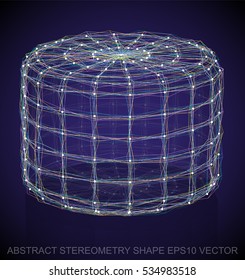 Abstract stereometry shape: Multicolor sketched Cylinder with Reflection. Hand drawn 3D polygonal Cylinder. EPS 10, vector illustration.