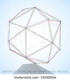 Abstract stereometry shape: Multicolor sketched Octahedron with Reflection. Hand drawn 3D polygonal Octahedron. EPS 10, vector illustration.