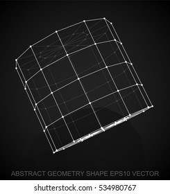 Abstract stereometry shape: White sketched Cylinder with Reflection. Hand drawn 3D polygonal Cylinder. EPS 10, vector illustration.