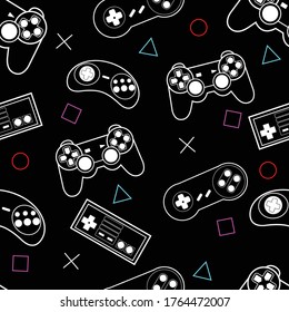 abstract stick game console icons seamless pattern
