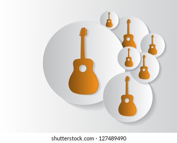 Abstract sticker background with guitar circles and space for text.