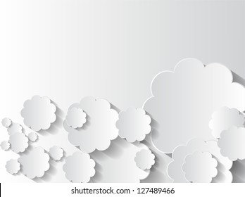 Abstract sticker background with white flowers and space for text.