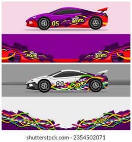 abstract sticker design for car or vehicle. consists of two designs. design is themed as a collection of lines, rotating arrows and as a collection of moving curve