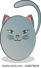 Abstract sticker images of a rounded cute cat. Vector illustration.